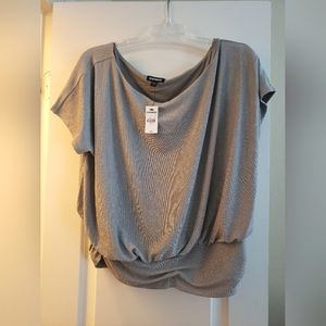 Express Silver Ruched Top (Large)